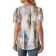 thumbnail image 6 of Tnhcen Women's 2025 Summer New Arrival Abstract Watercolor Print Chest Ruffle Crew Neck Tops – Casual Plus Size Friendly Short Sleeve Blouses S-2XL, 6 of 6