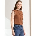 thumbnail image 2 of Blusa Sin mangas Vintage Allegra K de la Década de 1950 con volantes Marrón claro M, 2 of 6