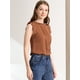 thumbnail image 2 of Blusa Sin mangas Vintage Allegra K de la Década de 1950 con volantes Marrón claro M, 2 of 6
