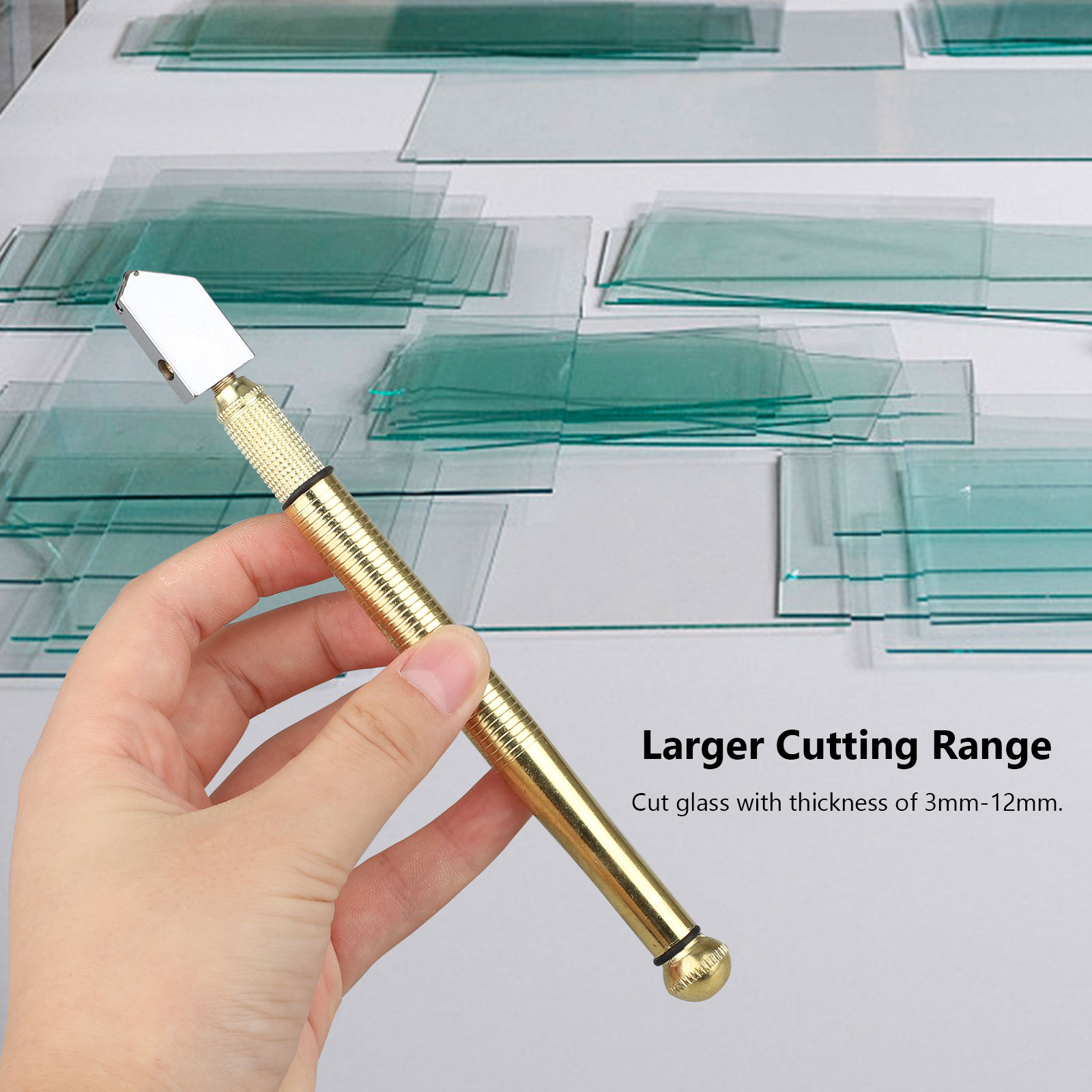 2 In 1 Glass Cutter Tool Kit, Premium Quality 3mm15mm, Glass Cutting Tool  For Glass/mirror/stained Glass Cutting With 2 Extra Heads, 4 Pressure Bits  A