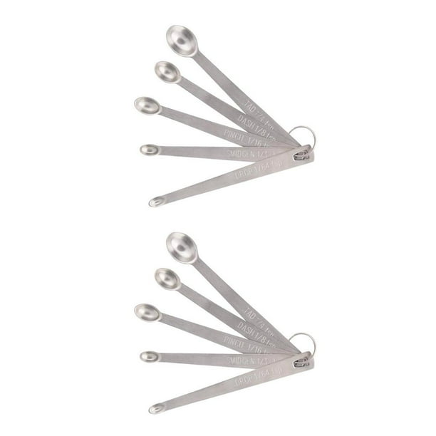 Bewildely Paquete de 5 cucharas medidoras de acero inoxidable, cucharas de cocina con mango largo, herramientas de medida, restaurante, cabeza redondeada Plata 5 uds, cabeza redondeada 2piezas Bewildely CBP432911