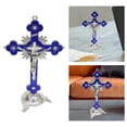 thumbnail image 5 of Standing Crucifix with Base ian on Statue Catholic Tabletop Metal Sculpture for Office Shelf Decoration Gift , Blue, 5 of 9
