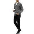 thumbnail image 3 of CVLIFE Men Coat Shawl Collar Outwear Long Sleeve Cardigan Sweater Ribbed V Neck Jacket Open Front Dark Gray L, 3 of 5