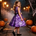 thumbnail image 7 of Girls Halloween Printed Dress Crew Neck Sleeveless Belted Back Zipper Costume Kids Trendy Casual A-Line Swing Dress Purple 13-14 Years, 7 of 7