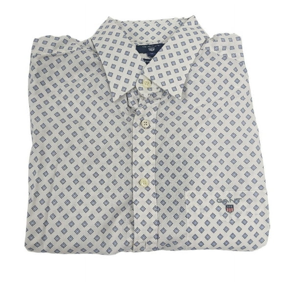 GANT White Foulard Print Fitted Town Collar Shirt 364565 Size M