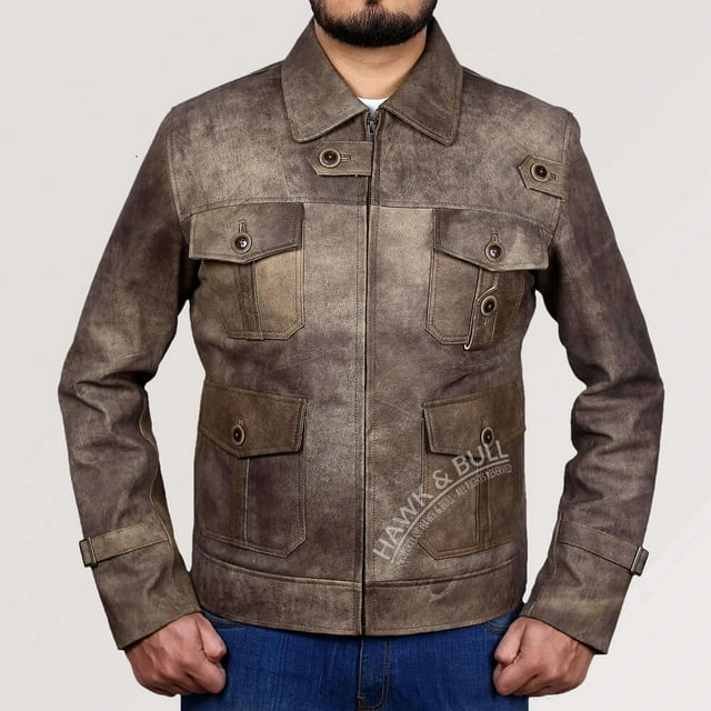 Brown Leather Biker Jacket Vintage Leather Motorcycle Jacket Cafe Racer Leather Jacket Mens Brown Leather Jacket Brown Motorcycle Jacket Men size XXXS