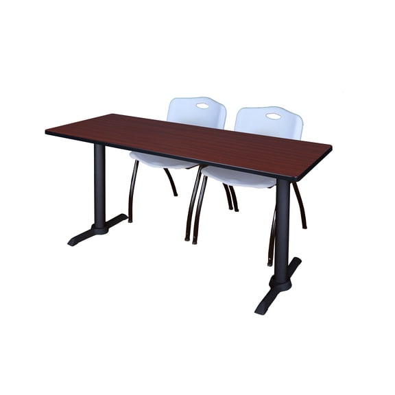 Cain 66" x 24" Mahogany Training Table and 2 "M" Stack Chairs, Multiple Colors