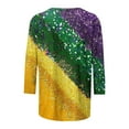 thumbnail image 5 of Cavosen Carnival Dressy Tops for Women 3/4 Sleeves Mardi Gras Color Block Striped Tops Crewneck Party Holiday Shirts Loose Stylish Festival Blouse Party Funny Tees Vacation 2XL, 5 of 5