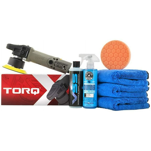 Chemical Guys BUF612 TORQX Random Orbital Polisher, One-Step Scratch & Swirl Removal Kit - 8 Items