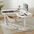 thumbnail image 5 of INNOVAR Dual Motor 63" L Shaped Standing Desk with 4 Drawers, Electric Height Adjustable Sit to Stand Coner Desk W/Monitor Stand & Splice Board, Stand up Computer Desk for Home Office,White Top, 5 of 16