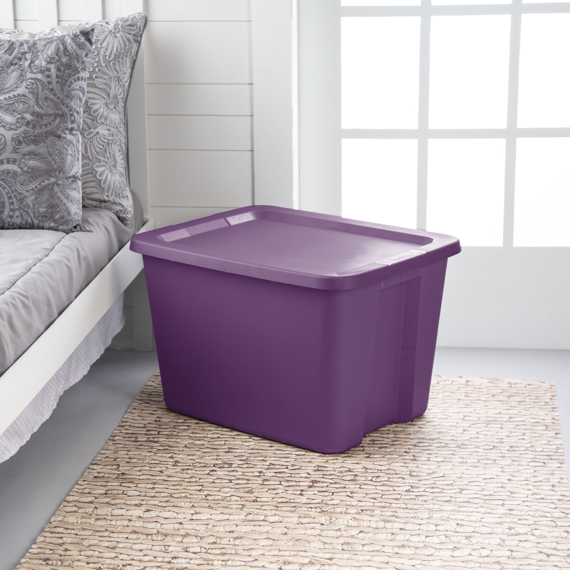 (3 pack) Sterilite 18 Gallon Tote Box Plastic, Moda Purple
