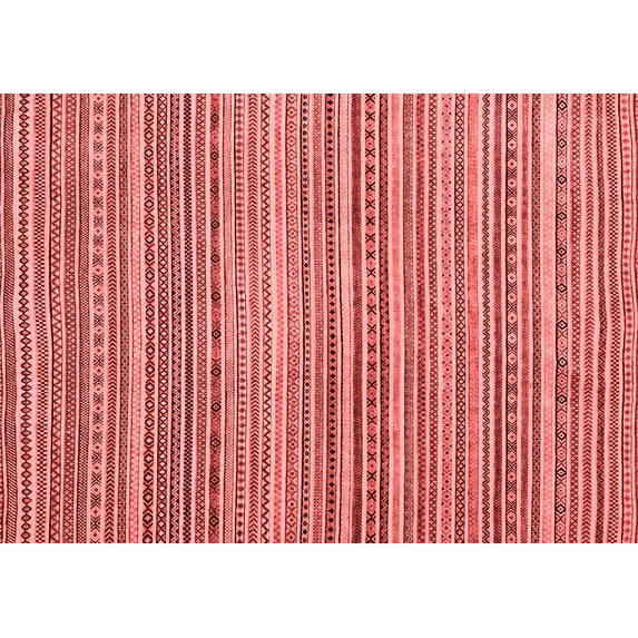 Ahgly Company Indoor Rectangle Abstract Red Modern Area Rugs, 2' x 5'