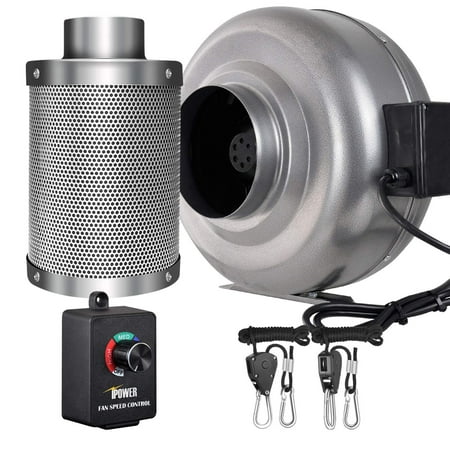 iPower 6 Inch 442 CFM Inline Fan Carbon Filter Combo with Variable Speed Controller 8 Feet Rope Hanger for Grow Tent (Best Climate Controller For Grow Room)