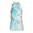 thumbnail image 4 of Hauts à Manches de Chemise pour Femmes Hauts Décontractés à Imprimé pour Femmes Bouton Haut Sans Manches Chemise Col Rabattu Veste Hauts à Manches 1/2 pour Femmes, 4 of 6