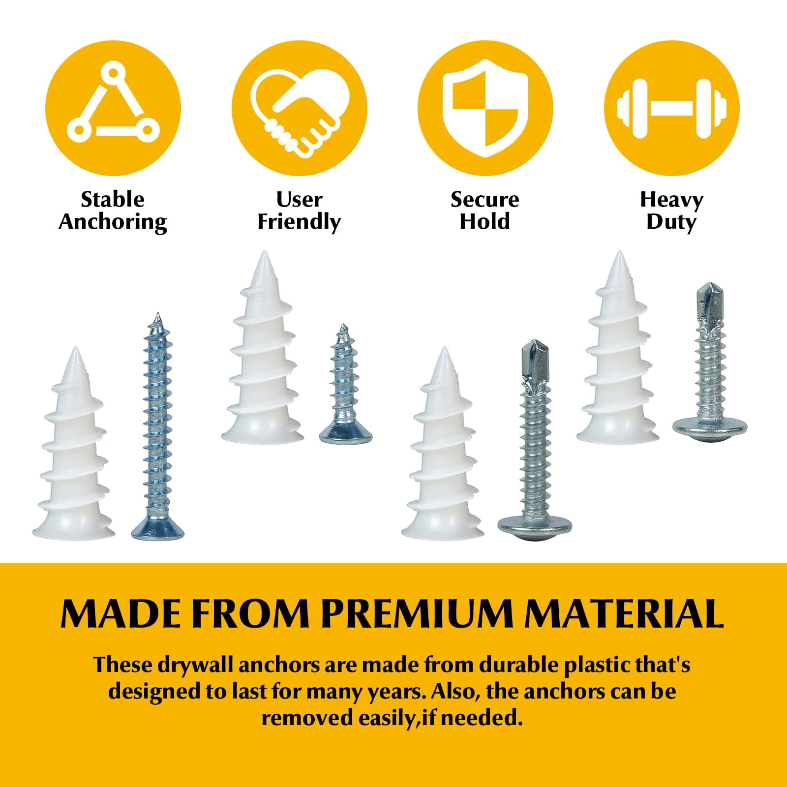 244Pcs Self Tapping Screws Drywall Anchors and Sheet Metal Screw Assortment,2 Size Kit for Installing Drywall, Wood,Metal Sheet Materials