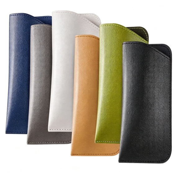 GJX 6 Pack Soft Glasses Cases, Leather Eyeglass Cases Travel Glasses Case for Women, Men, Kids