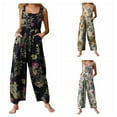 thumbnail image 3 of Nituyy Plus Size Women Boho Overalls Summer Floral Loose Suspender Trousers Jumpsuits Wide Leg Pants Romper with Pockets, 3 of 5