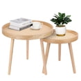 thumbnail image 1 of Juego de mesa de café ZYBT de ratán bohemio natural redondo (2 piezas), 1 of 8
