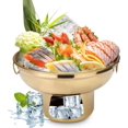 thumbnail image 1 of Roucerlin Stainless Steel Chilled Serving Trays for Parties, 8.6 In Ice Chilled Party Platter Hotpot with Ice Underneath, Cold Food Buffet Server Container Dish for Fruit Salmon Snack Shrimp (Gold), 1 of 7