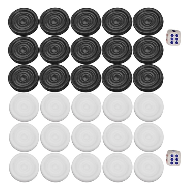 Juego de piezas de fichas de Backgammon de plástico negro y blanco de 22mm, juguete para niños