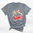 thumbnail image 2 of Busydd Womens Tops Fashion Cherries Graphic Tee Shirts Round Neck Short Sleeve Summer Tops Casual Loose T-Shirts for Women, 2 of 5