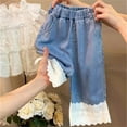 thumbnail image 4 of Odeerbi 1-10 Years Kids Girls Wide Leg Jeans Cute Lace Trim Denim Pants Casual Cowboy Pants Comfortable Elastic Waistband Long Pants, 4 of 6