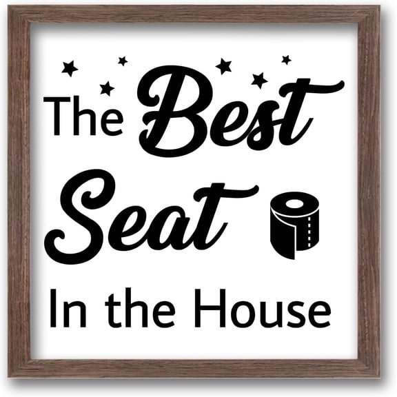 1Sets The Best Seat in The House Wood Sign with Acrylic Layer 7x7 Inch Rustic Funny Bathroom Wall Decor Sign Vintage Farmhouse Hanging Frame Sign for Home Living Bathroom Restroom Decor