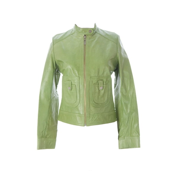 Doma by Luciano Abitboul Women's Leather Motorcyle Jacket Sz X-Small Emerald Green