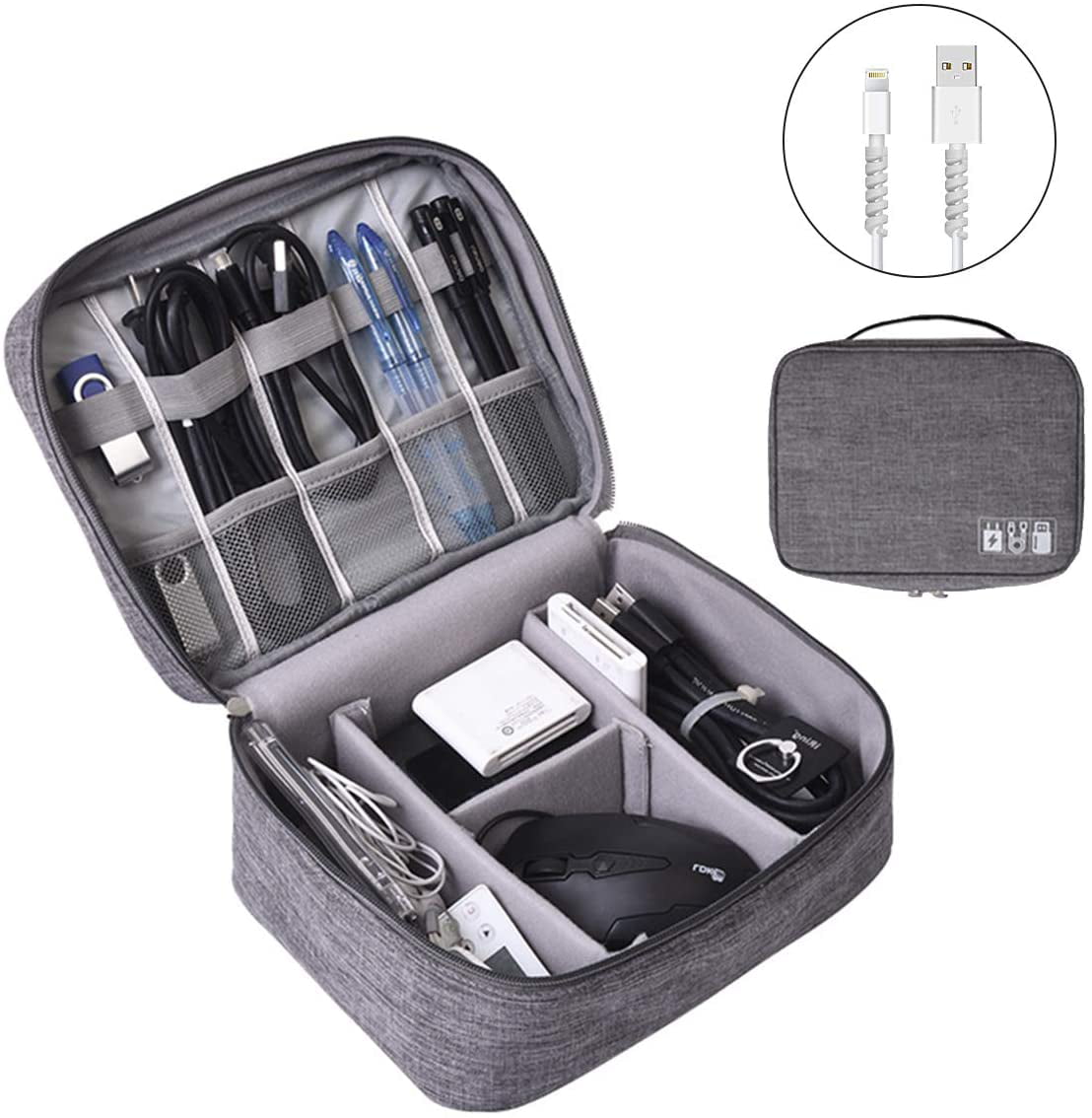 REXSO Electronics Organizer Electronic Accessories Travel Organizer Carrying Portable Bag,Fit Ipad Mini,Kindle,Phone 