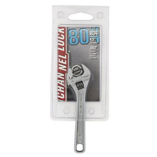 Channellock Adjustable Wrench - Adjustable Jaw - 4 In, Silver