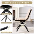 thumbnail image 3 of Silla giratoria de respaldo de bola tufted con piernas de metal de oro, silla elegante sin brazos para oficina en el hogar, dormitorio, 3 of 5