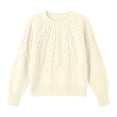 thumbnail image 5 of ClodeEU Women's Crewneck Cable Knit Sweater,Loose Puff Long Sleeve Cropped Pullover Jumper ,Women's Plus L, 5 of 6
