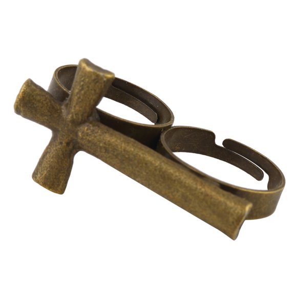 Clearance sale Fashion Adjustable Metal Cross Shape Double Finger Open Ring Special Designed Jewelry Rings for Men Women