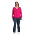 thumbnail image 3 of Terra & Sky Women's Plus Size Long Sleeve V-Neck T-Shirt, 2-Pack, 3 of 5