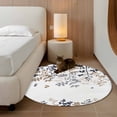 thumbnail image 2 of Round Rug 4Ft Washable Non-Slip, Grey Brown Leaves Circle Area Rugs for Living Room Bedroom, Summer Botanical Indoor Floor Mats Carpet Runner for Home Decor Aesthetic, 2 of 8