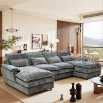 SOULART 110" Cloud Sofa, Gray U shaped Sectional couches for living room, modular couch with Chaise