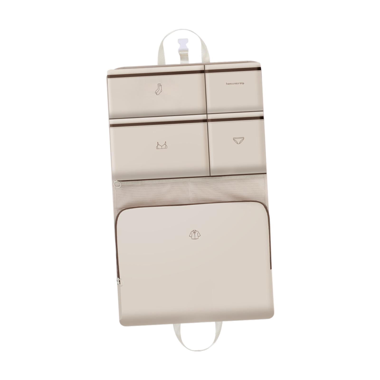 Fiocias Packing Cube Clothes Underwear Storage Bag Luggage Organizer Carry on Waterproof Beige