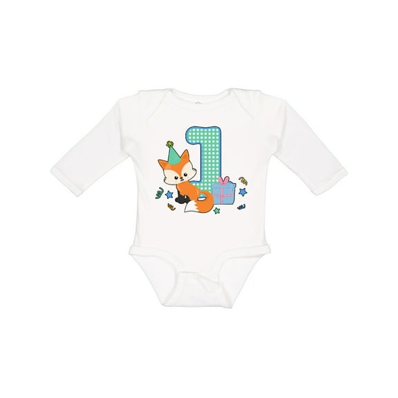 Inktastic Im 1 Years Old With Fox Boys or Girls Long Sleeve Baby Bodysuit