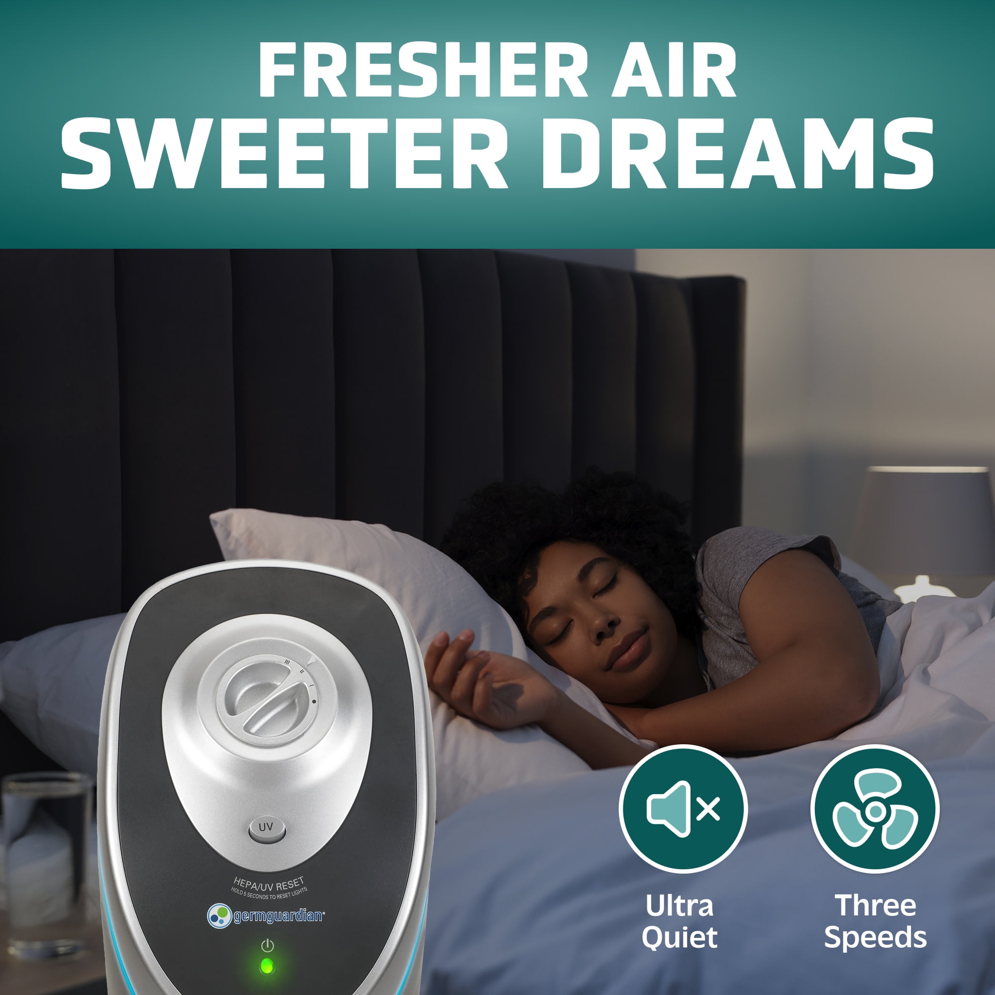 GermGuardian 915 Sq. ft. HEPA Pure Tower Air Purifier with UV-C, Gray, AC5000E