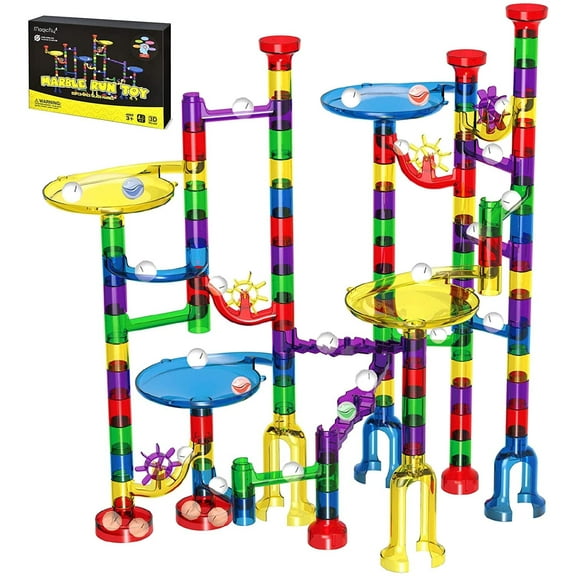 Magicfly Marble Run Set, 127 Pcs Marble Race Track for Kids with Glass Marbles Upgrade Marble Works Set