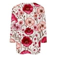 thumbnail image 5 of JTZGDY Floral Tops for Women Dressy Casual 3/4 Length Sleeve Crewneck Basic Tees Retro Print Summer Graphic Tunic Blouse Business Work T-Shirts for Leggings Multicolor#04 S, 5 of 6