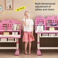 thumbnail image 2 of Meoldis Princess Kids Desk and Chair Set with Bookshelf, Adjustable Height Study Table with Storage Drawer, Pink Toddler Desk for Girls' Bedroom, 2 of 10