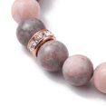 thumbnail image 3 of 8.5mm Round Natural Pink Zebra Jasper Beaded Stretch Bracelets Brass Rhinestone Spacer Bead Bracelets for Women Rose Gold Inner Diameter: 5.6cm, 3 of 4
