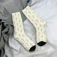 thumbnail image 5 of KLL White And Gold Geometry Print Cool Socks Men's Women's Crew Socks Funny Crazy Novelty Stockings, 5 of 6