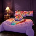 thumbnail image 4 of Manfei Traditional Eastern Dragon Animals 7-Piece Twin Bedding,Fantasy Cloud Bedding Comforter Set,Pink Purple,Black Reversible, 4 of 6