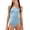 Light Blue, variant on Girls One Piece Swimsuit Solid Color Tankini Sun Protection Swimwear for Toddler Kids and Youth Bathing Suit Ages 8 to 16Y