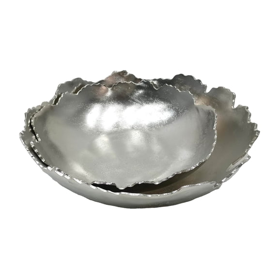 Sagebrook Home Metal, Set of 2 16"d, Live Edge Bowl, Nickel