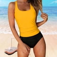 thumbnail image 2 of Women's Sleeveless Swim Tank Top Only - Adjustable Straps Soft Bathing Suit Top, Solid Two Piece Swimsuit Top(Yellow,L), 2 of 7
