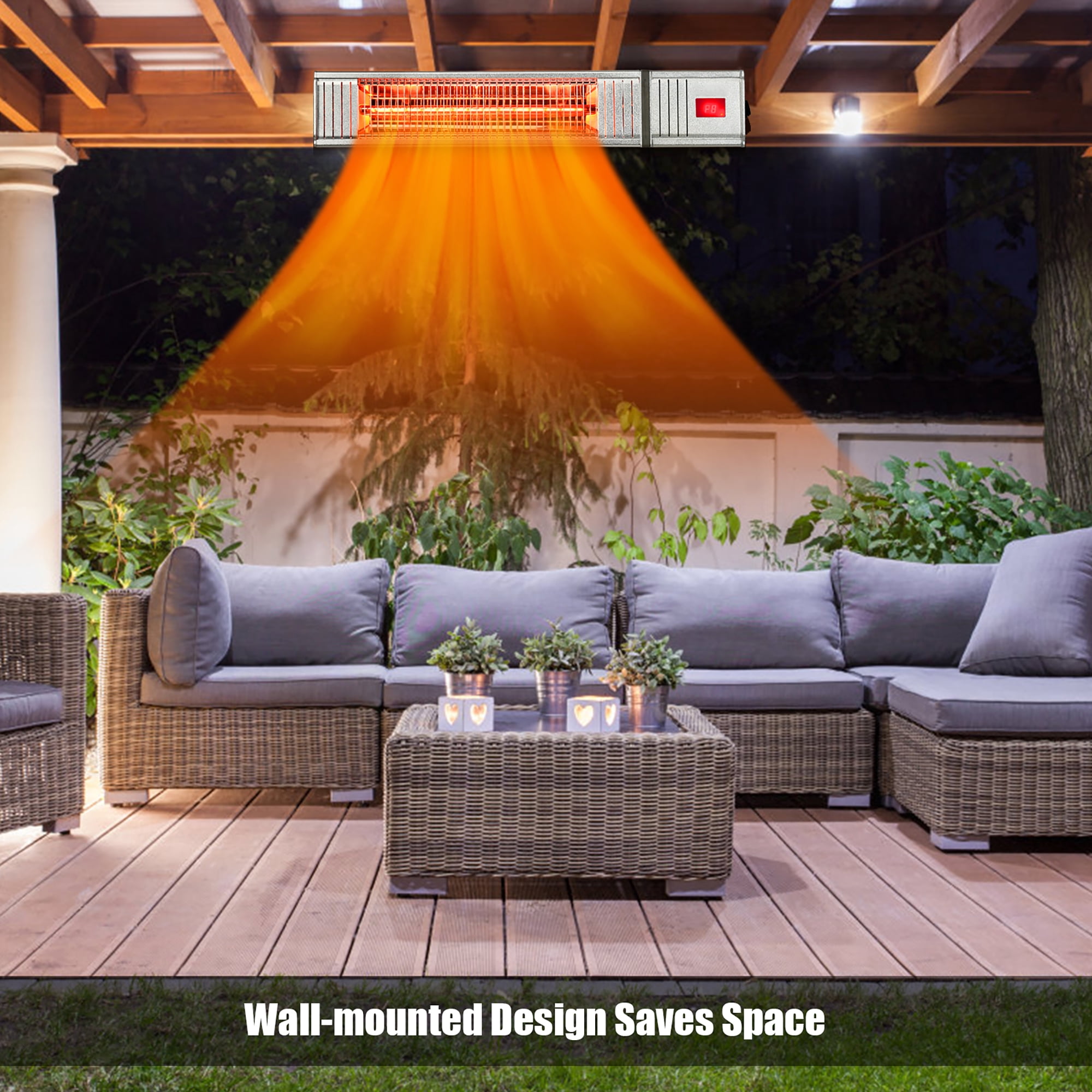 Costway 1500W Infrared Patio Heater w/ Remote Control u0026 24H Timer for  Indoor Outdoor - Walmart.com