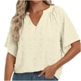 thumbnail image 2 of Zunfeo Summer Tops for Women Trendy Casual Short Sleeve Blouse Short Sleeve Basic Tops- Beige 4, 2 of 6
